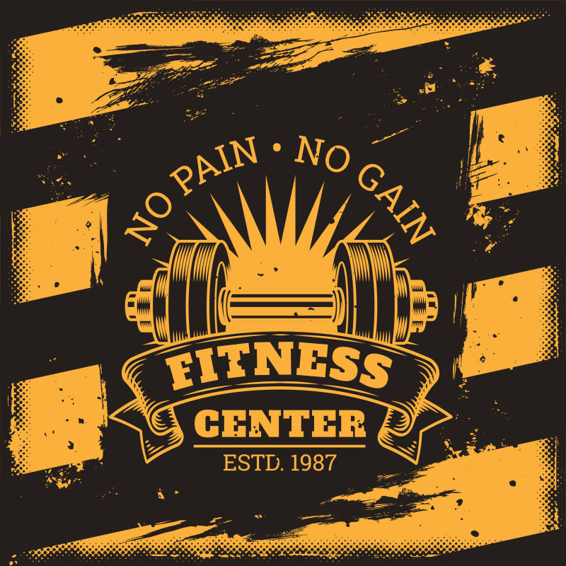 抽象矢量现代健身主题平面海报设计