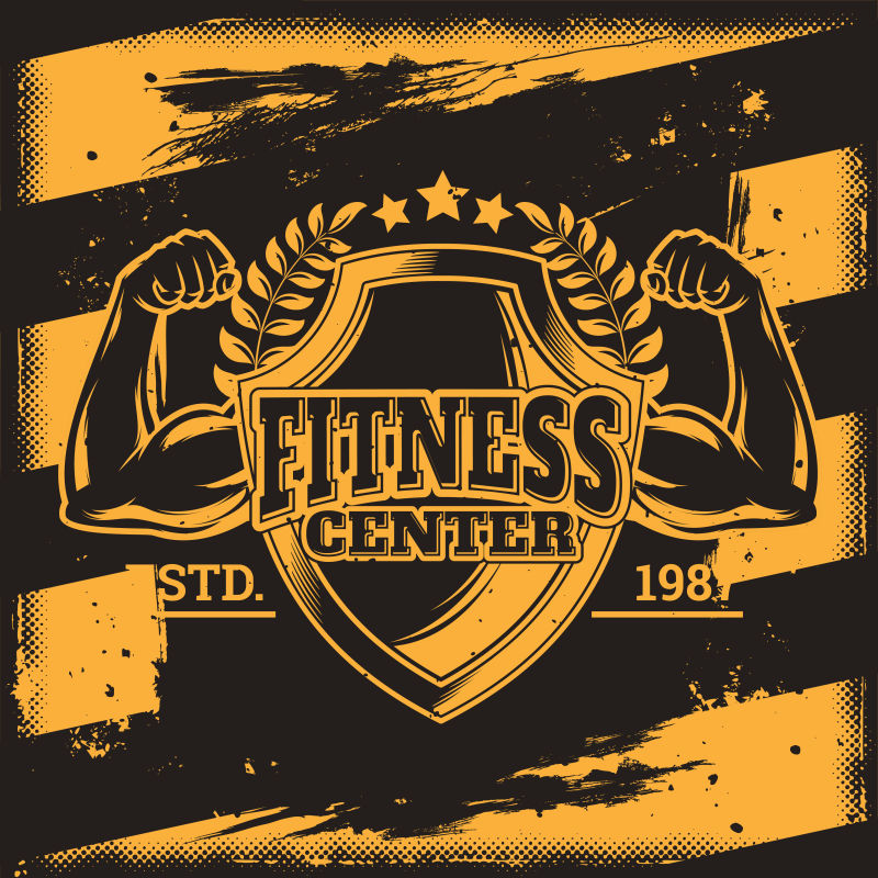 矢量抽象现代健身主题海报平面设计