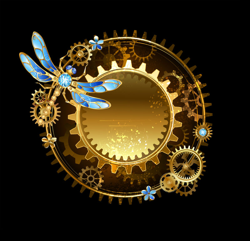 抽象矢量复古风格的机械元素设计