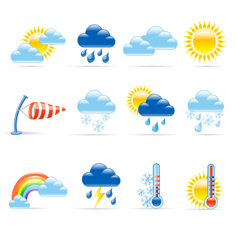 抽象矢量现代天气图标设计
