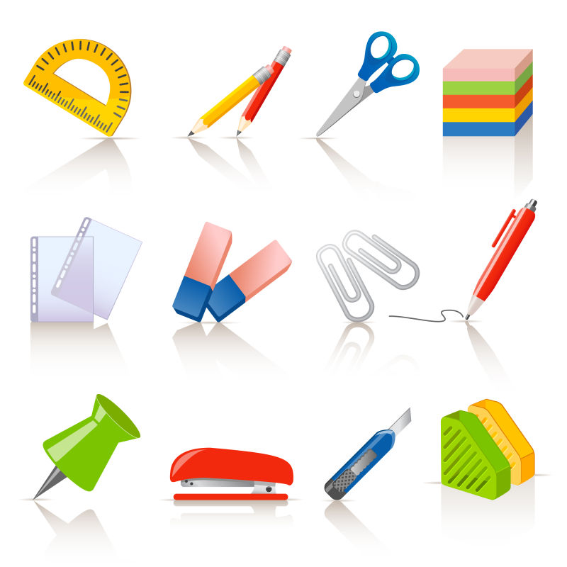 抽象矢量现代文具图标设计