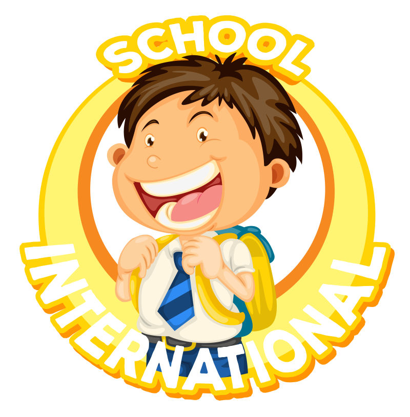 抽象矢量现代上国际学校的孩子插图