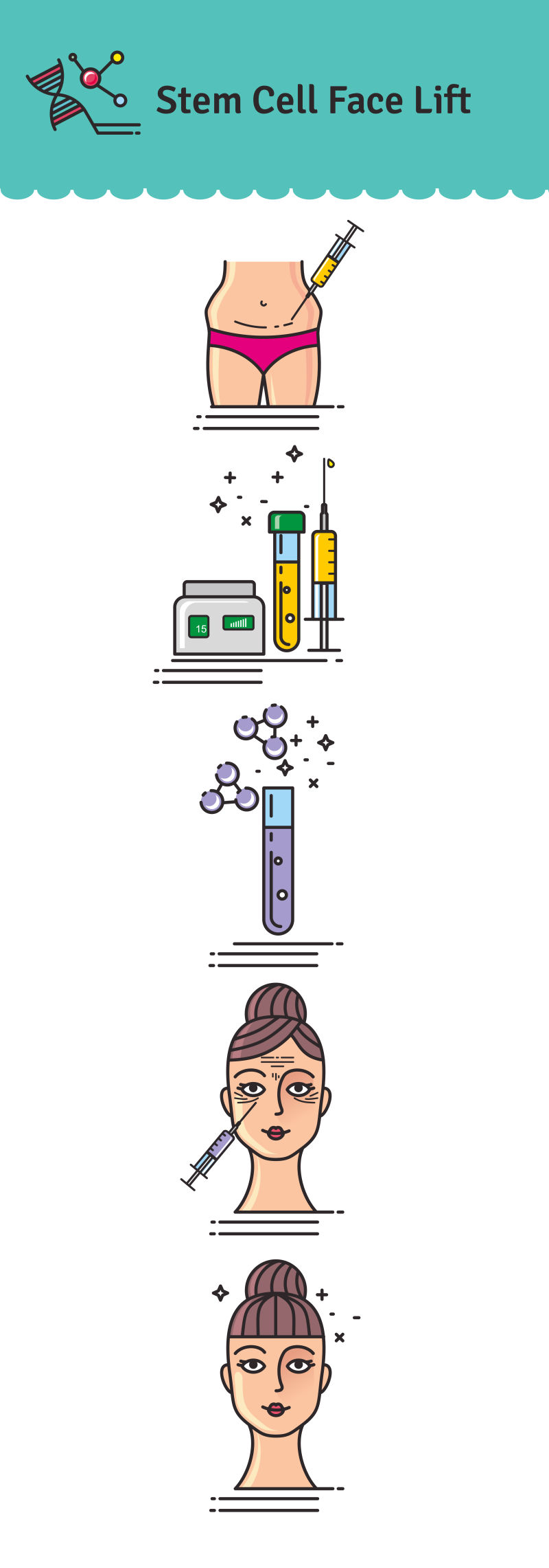 抽象矢量现代填充玻尿酸主题平面插图设计