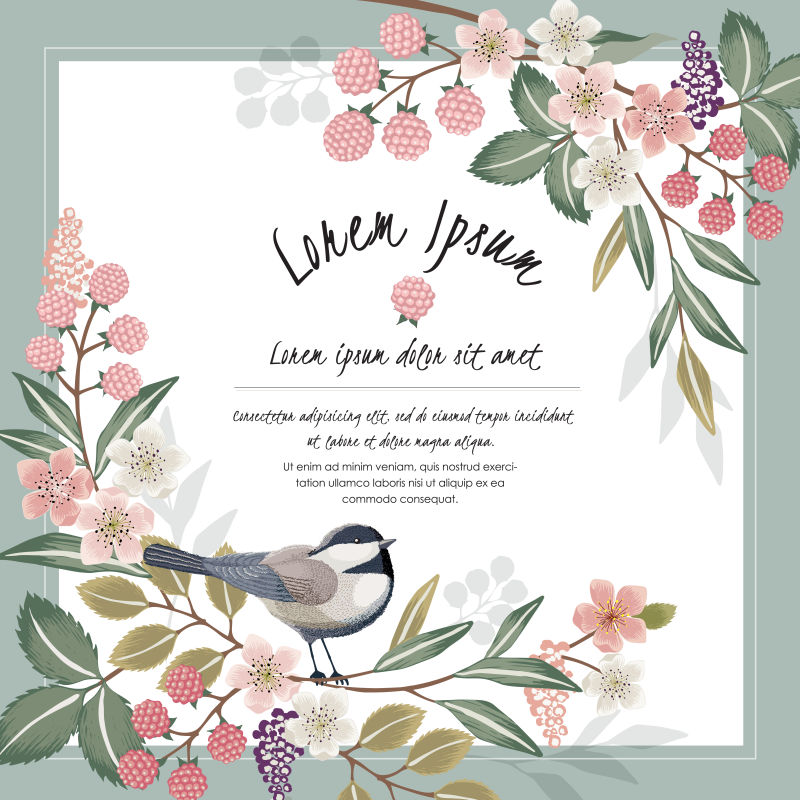 抽象矢量现代花鸟装饰的卡片设计