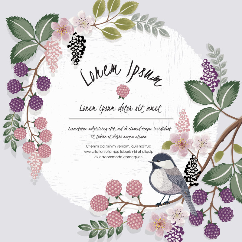 抽象矢量现代时尚花鸟元素背景设计