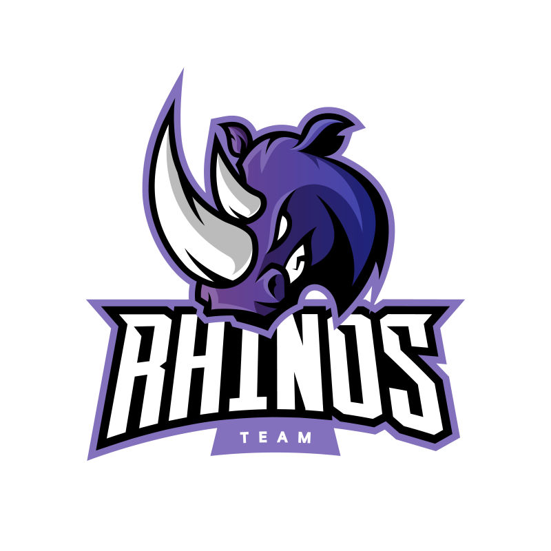 暴怒犀牛运动矢量标识概念孤立于白色背景-网络信息图形专业团队象形图-优质野生动物T恤T恤印花插图