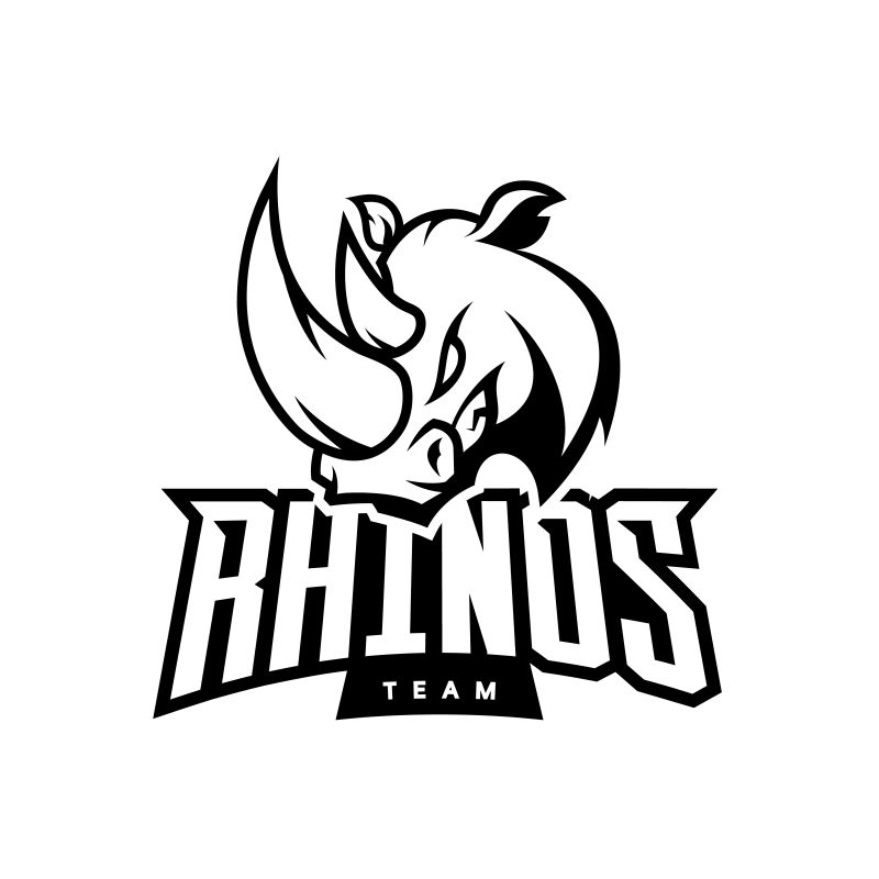 暴怒犀牛运动单矢量标识概念孤立于白色背景-网络信息图形专业团队象形图-优质野生动物T恤T恤印花插图