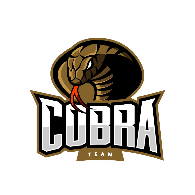 暴怒眼镜蛇运动矢量标识概念孤立于白色背景-网络信息图形军事专业团队象形图-优质野蛇T恤T恤印花插图