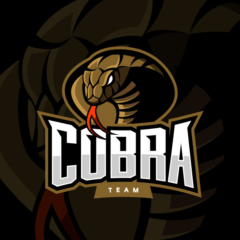 愤怒的眼镜蛇运动矢量标识概念孤立在黑暗的背景-网络信息图形军事专业团队象形图-优质野蛇T恤T恤印花插图