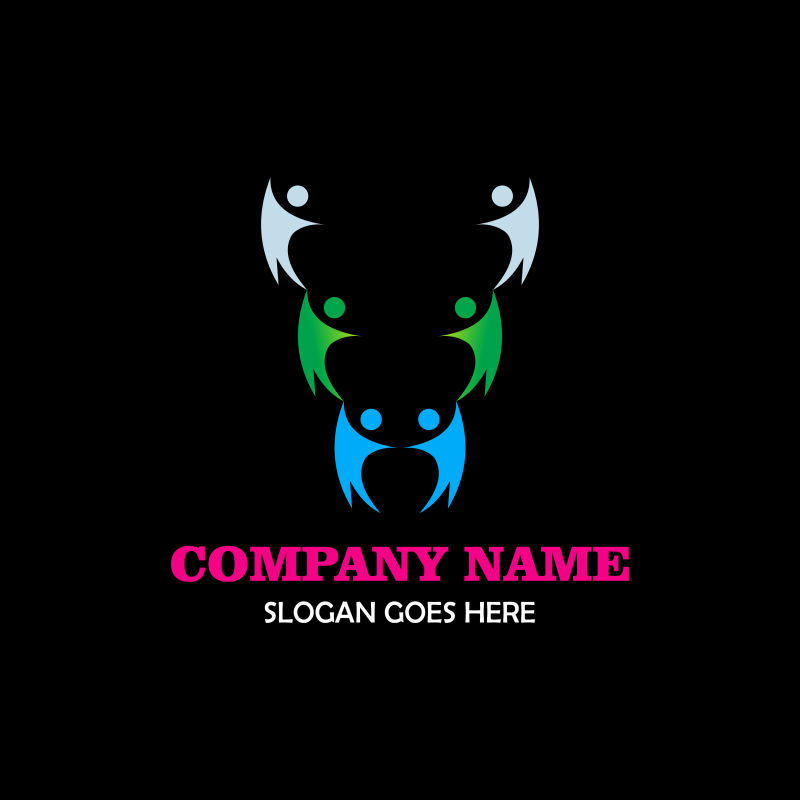 矢量抽象现代商业彩色团队标志设计