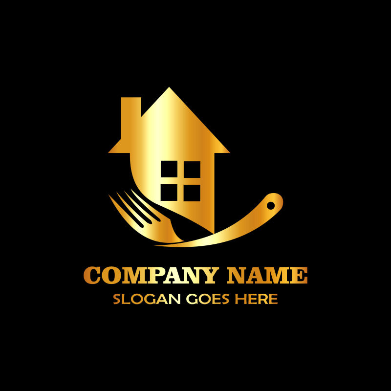 抽象矢量金色餐饮餐厅标志设计
