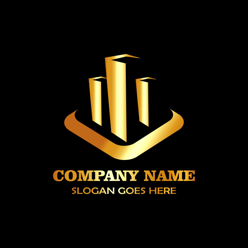 矢量抽象金色建筑标志创意平面设计