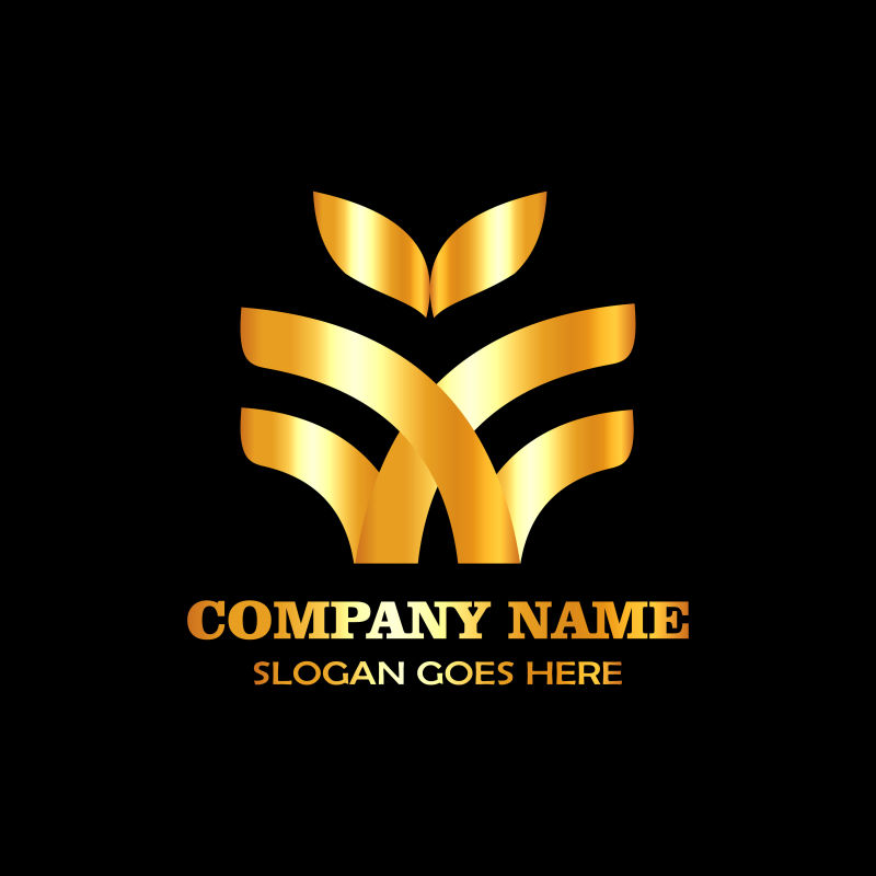 矢量抽象现代绿叶元素的标志设计