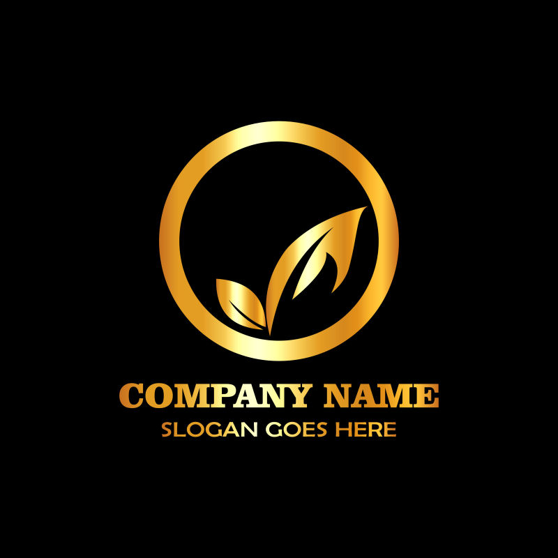 抽象矢量金色叶子元素商业标志设计
