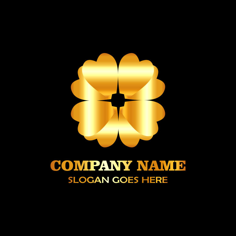 抽象矢量金色几何花型标志设计