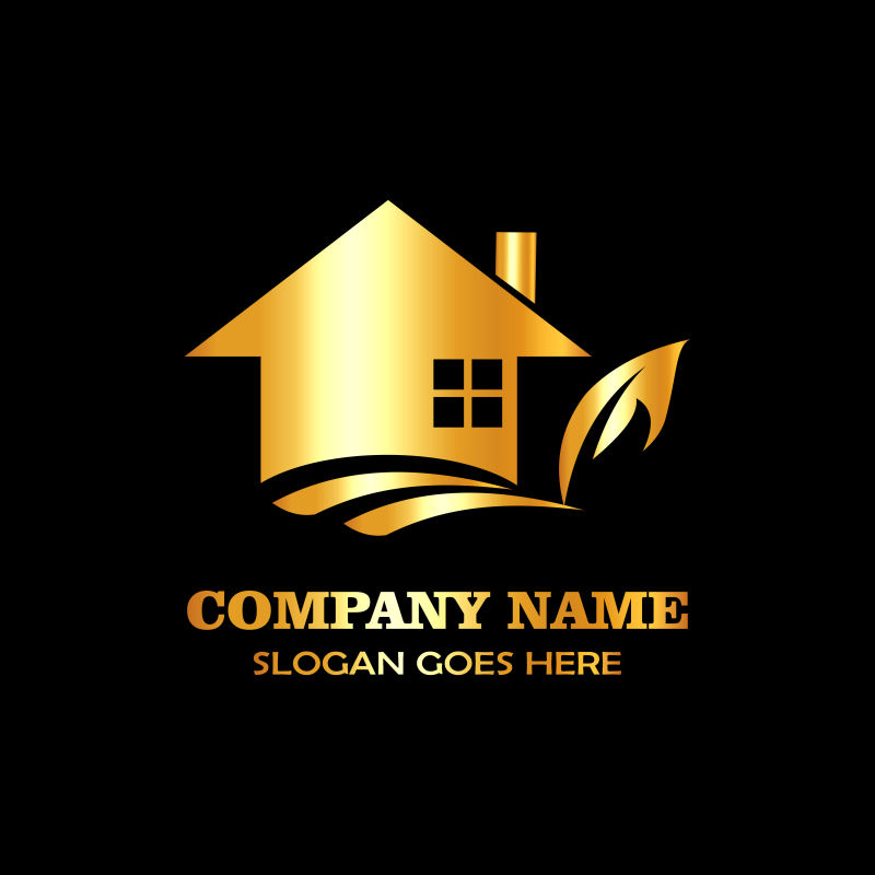 矢量抽象现代商业金色标志平面设计