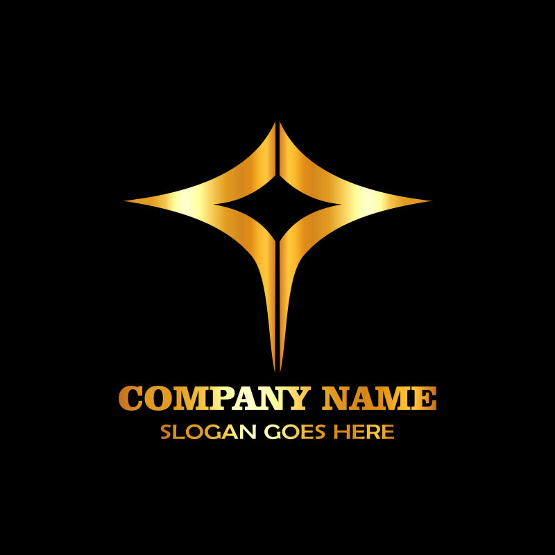 抽象矢量金色菱形商业标志设计