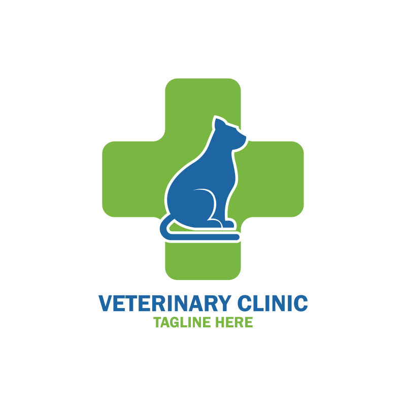 带有文字空间的兽医标识-用于您的口号/标语,矢量插图