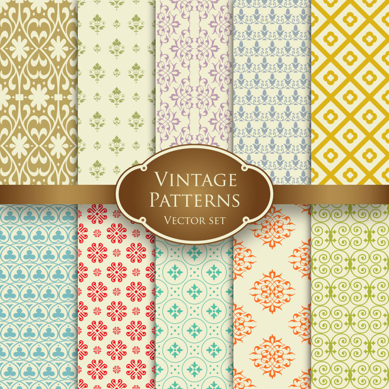 抽象矢量辞色古典装饰元素无缝背景设计