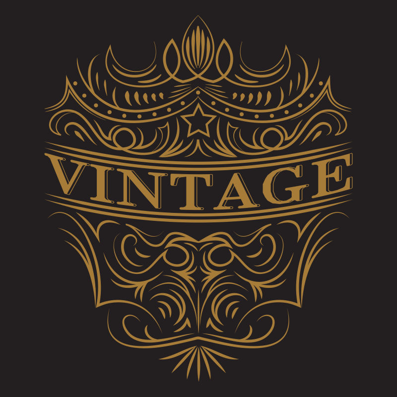 抽象矢量金色老式装饰标签设计