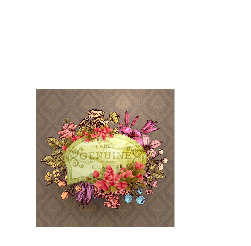 矢量复古花朵装饰卡片