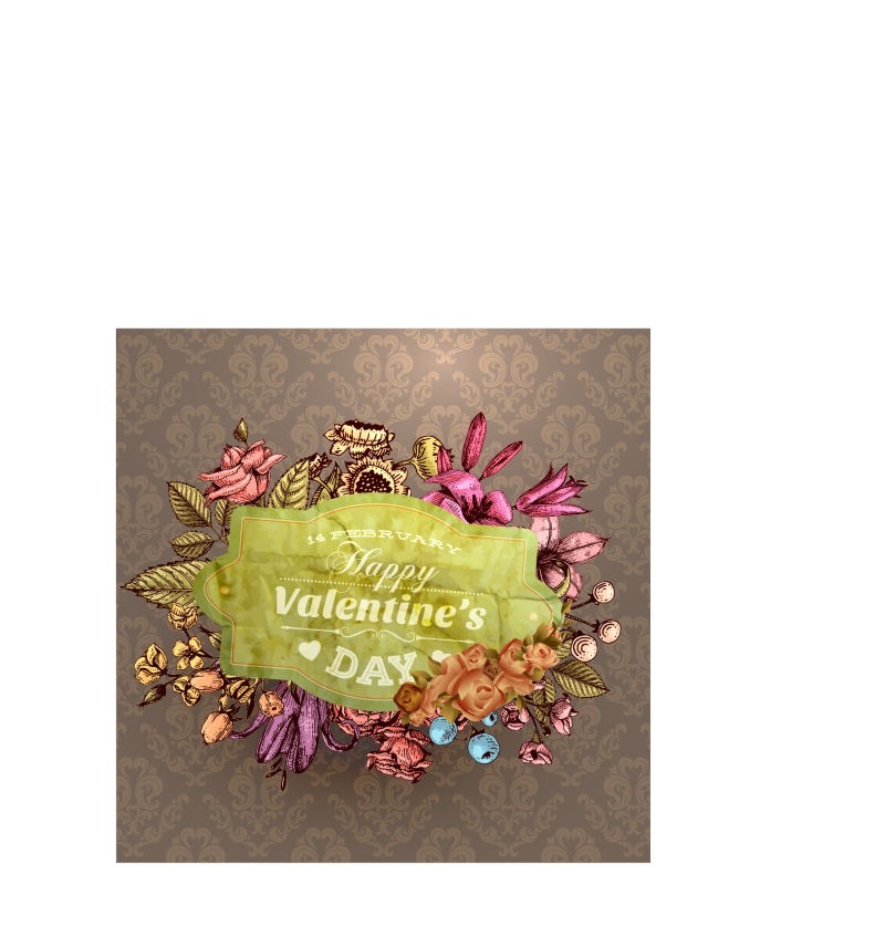 矢量复古花朵装饰卡片