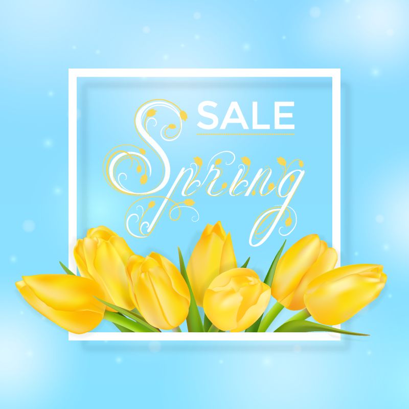 抽象矢量现代黄花元素的春季销售背景设计