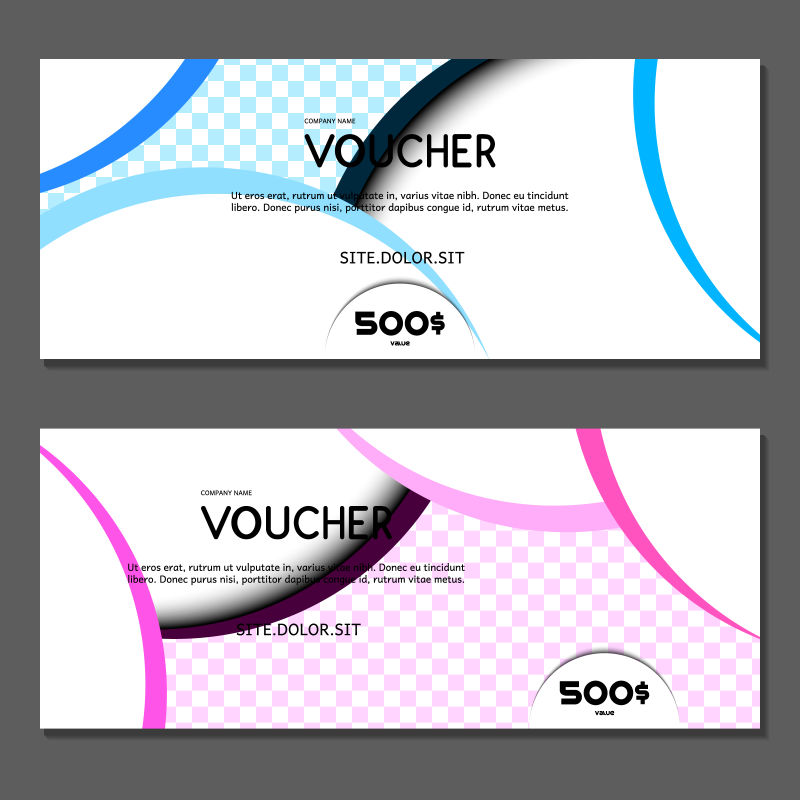 抽象矢量彩色方格元素的优惠券设计