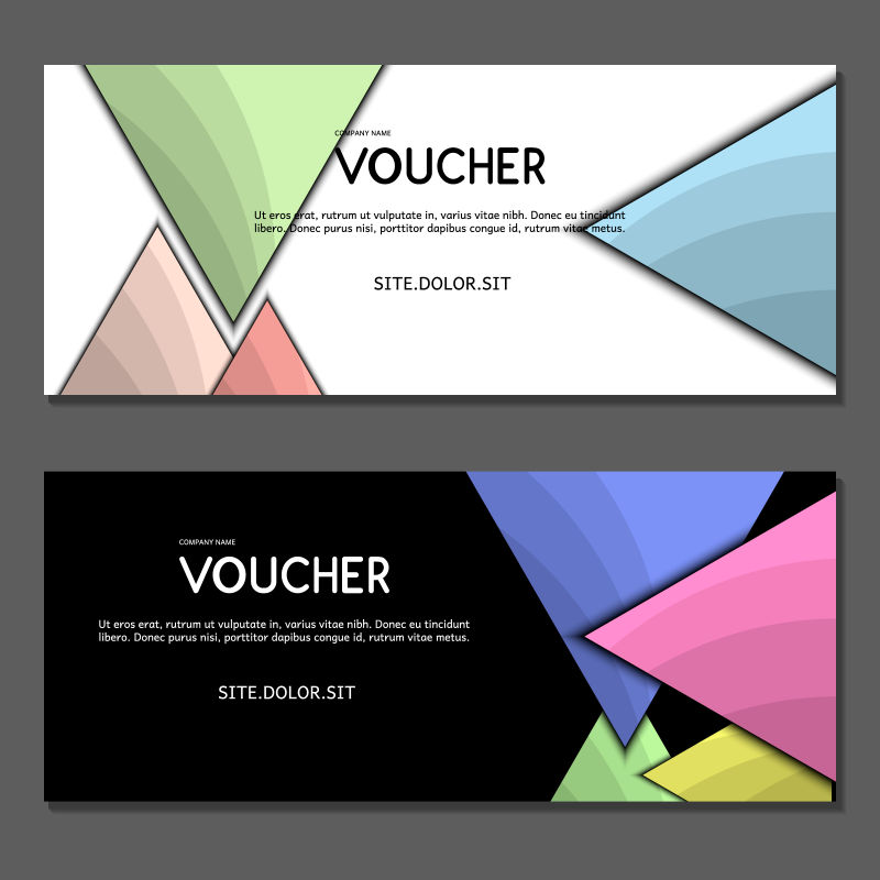 抽象矢量彩色几何三角元素优惠券设计