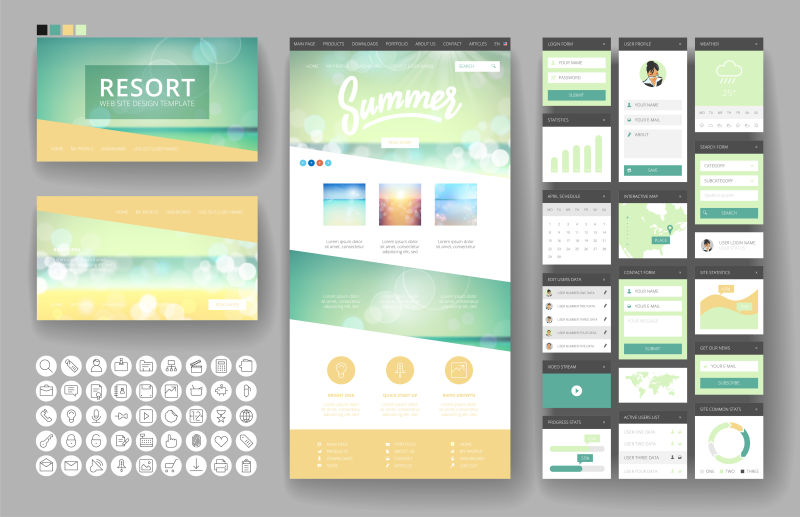 网站设计模板和接口元素