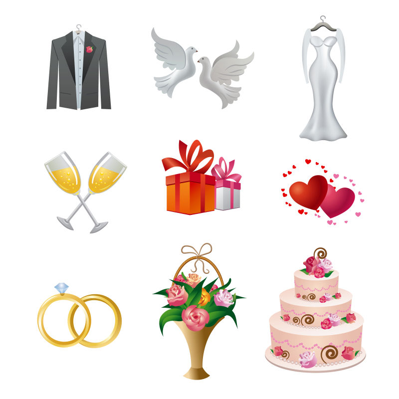 抽象矢量现代婚礼元素设计插图