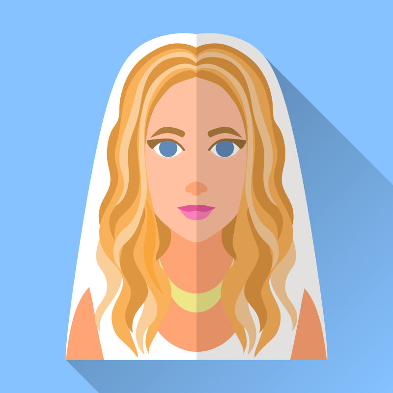 抽象矢量美丽的金发新娘插图设计