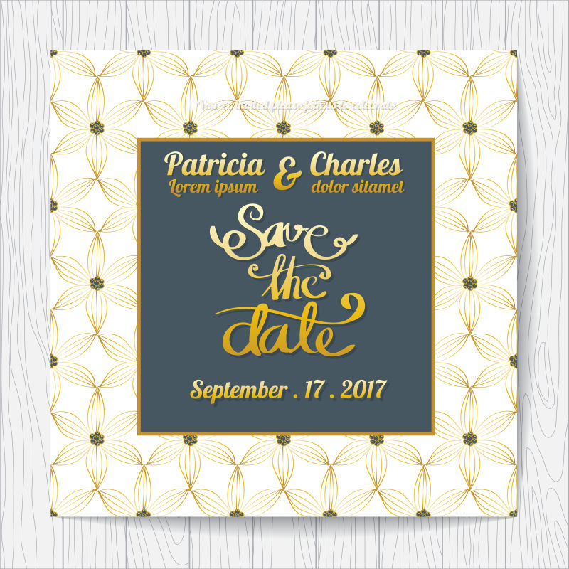 抽象矢量时尚婚礼请帖设计