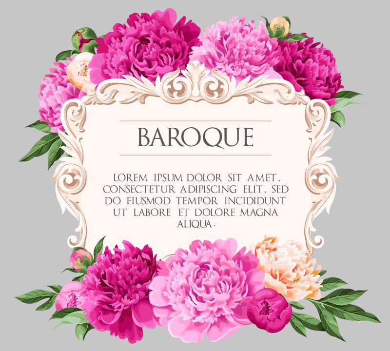 创意矢量牡丹装饰的婚礼请帖设计