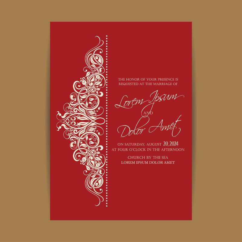 创意矢量现代花纹装饰的婚礼卡片设计