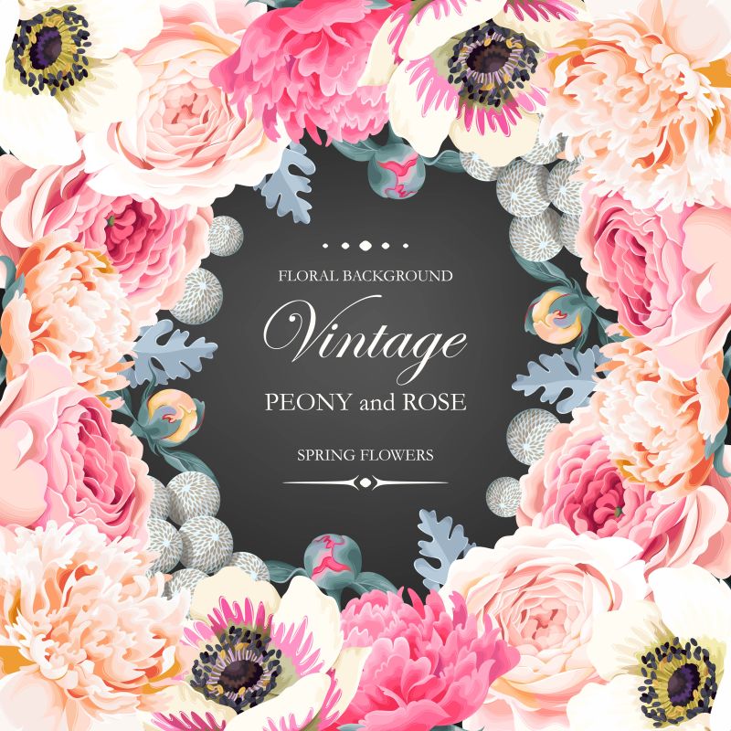 抽象矢量花卉元素的时尚请帖设计