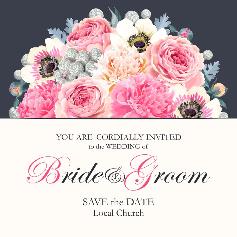 抽象矢量红色花卉元素时尚请帖设计