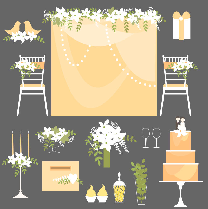 抽象矢量现代婚礼设计元素插图