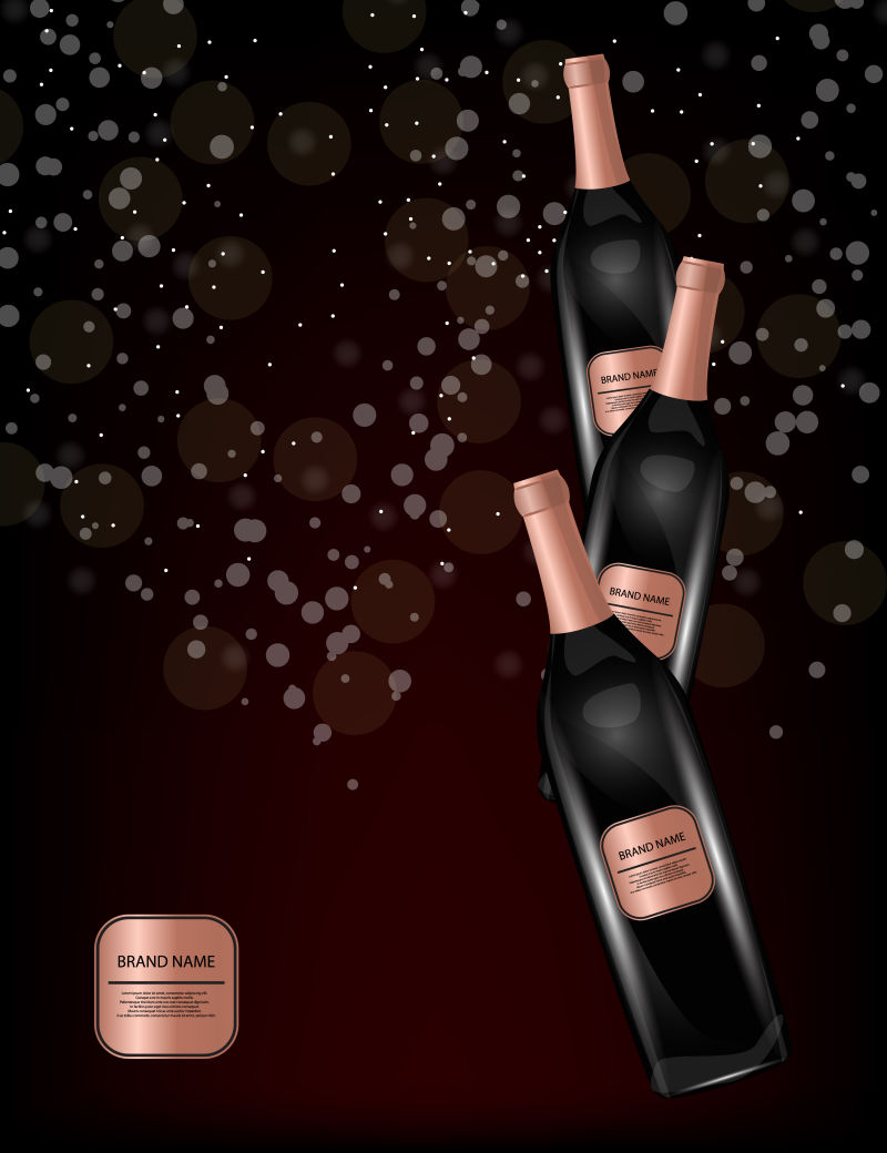 红酒瓶在闪闪发光的背景为您的设计