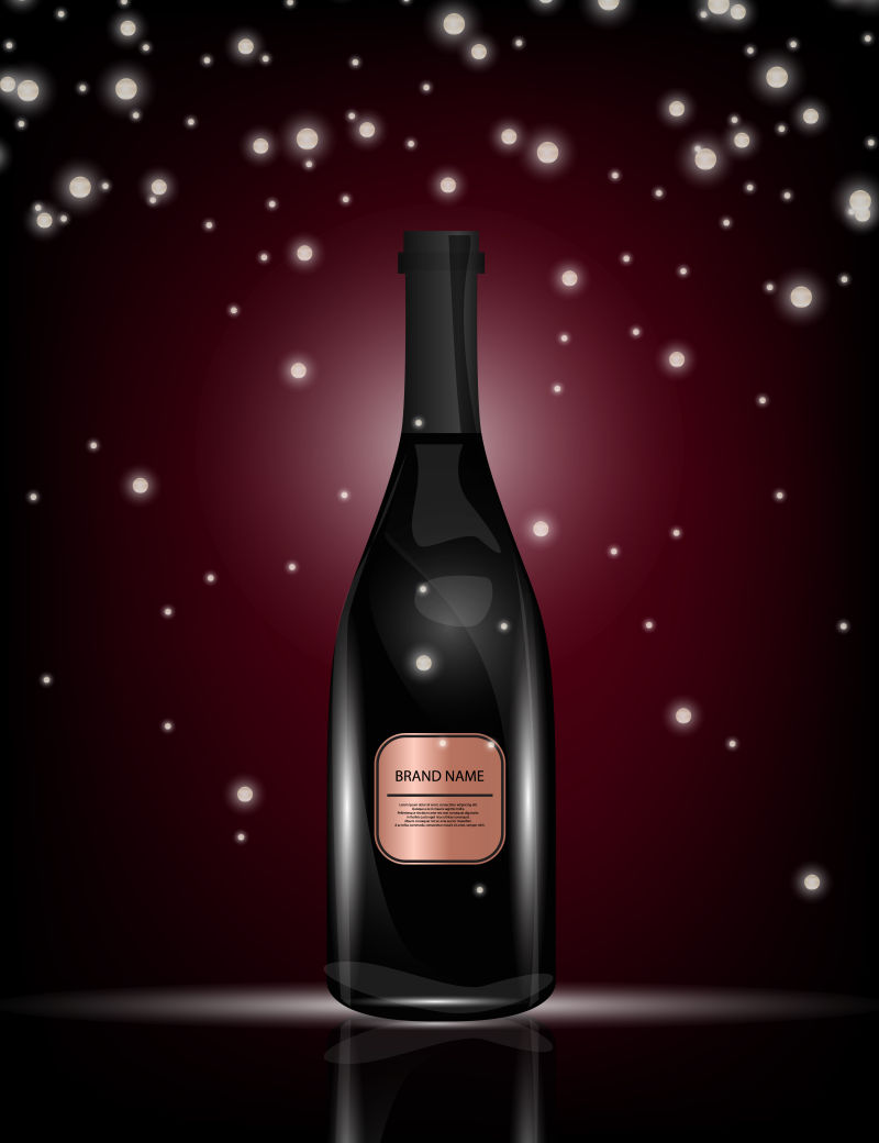 红酒瓶在闪闪发光的背景为您的设计
