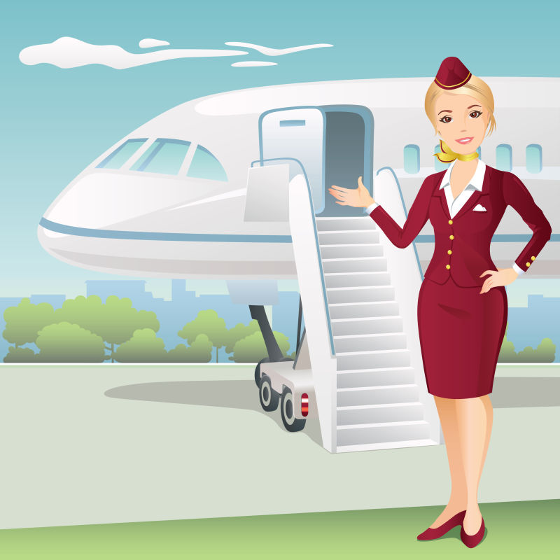 创意矢量时尚航空美女插图设计