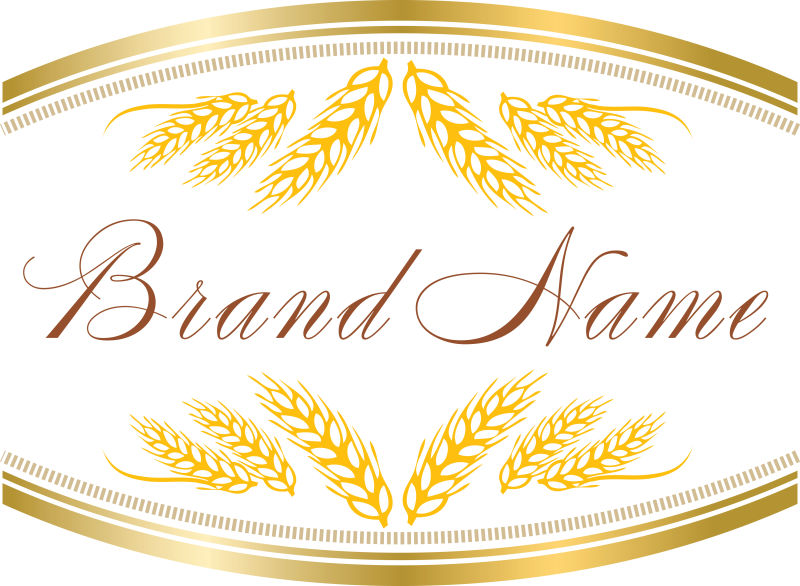 矢量抽象现代金色麦穗元素标签设计