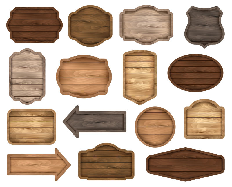 抽象矢量不同形状的木牌设计