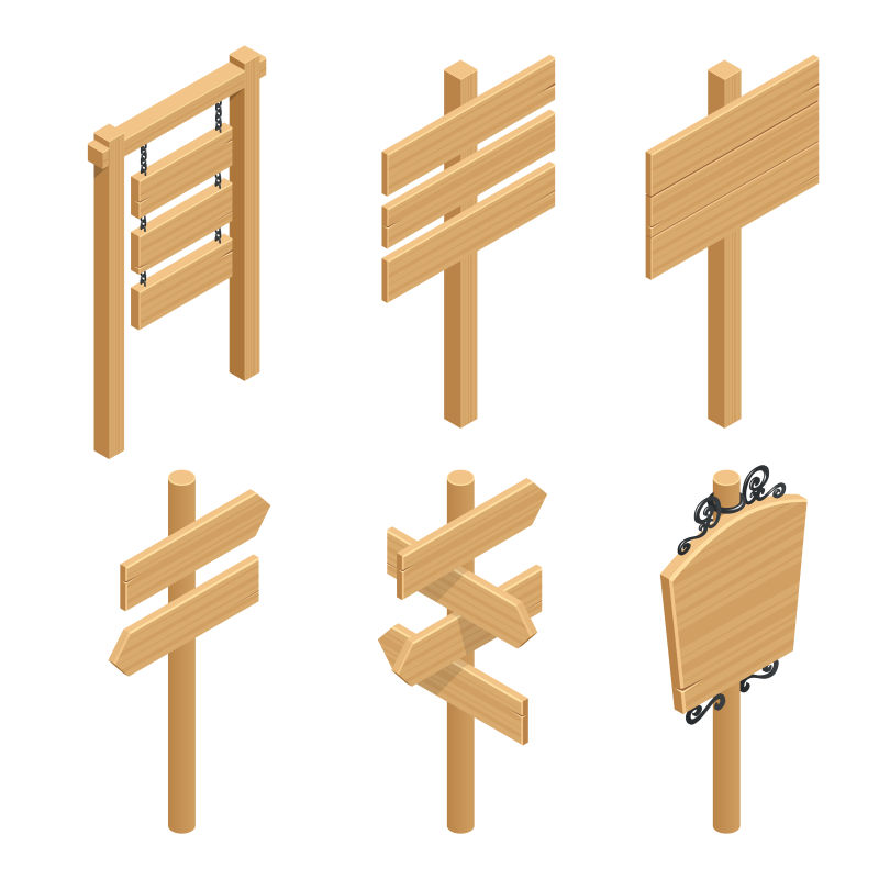 抽象矢量现代木制标牌设计插图