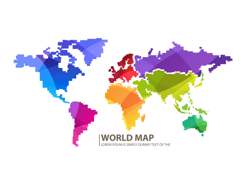 矢量世界地图图片 抽象矢量现代彩色世界地图平面插图素材 高清图片 摄影照片 寻图免费打包下载