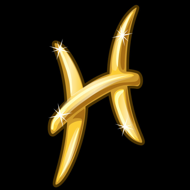 抽象矢量金色双鱼座插图设计