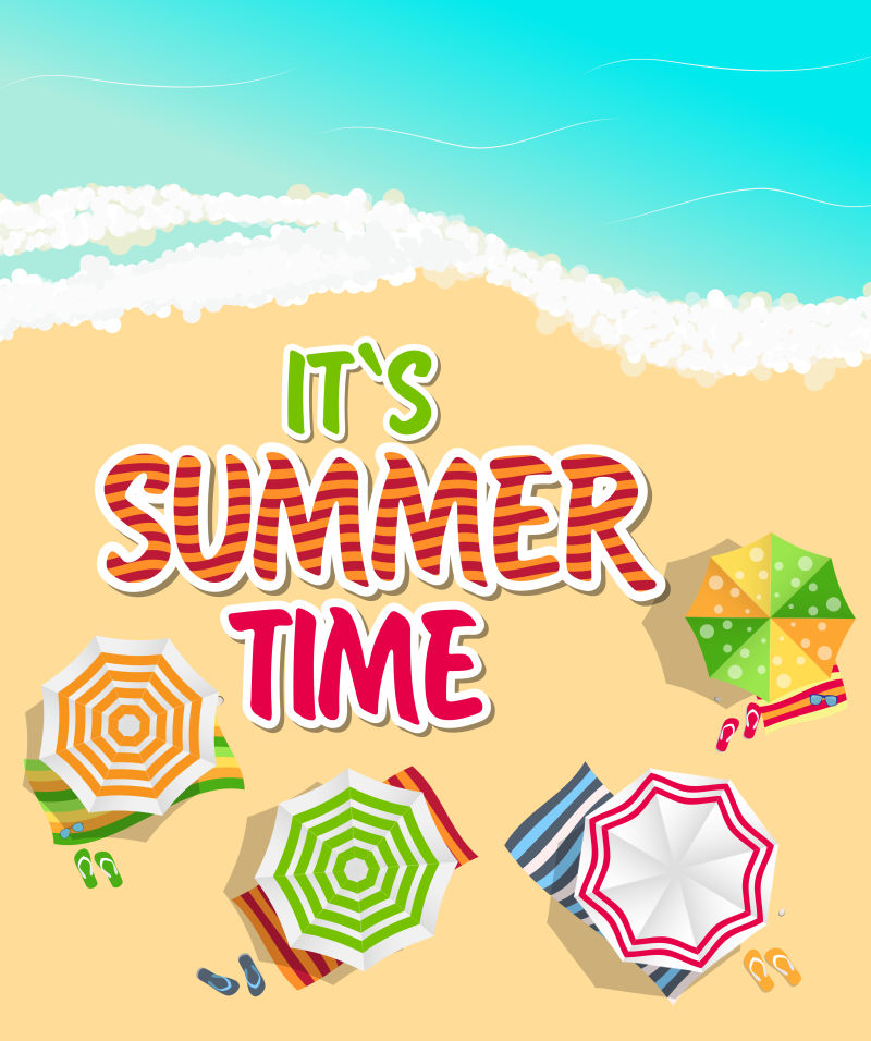 抽象矢量卡通风格的夏季海报平面设计