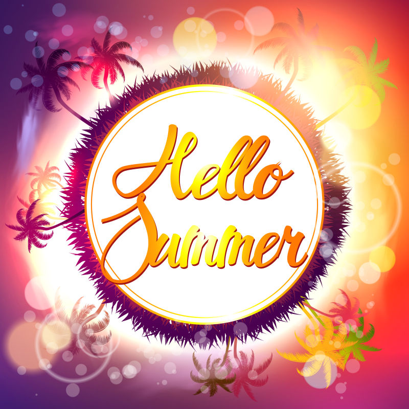 抽象矢量时尚夏季主题平面海报