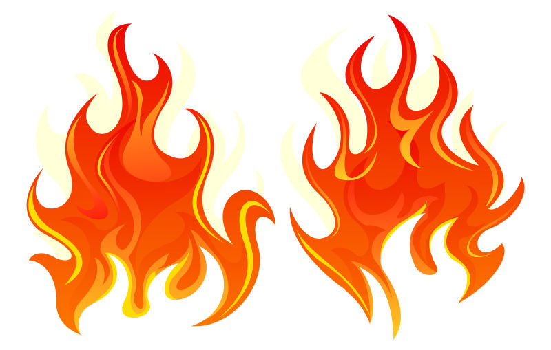 图片 插画 抽象矢量九种燃烧的火焰设计插图