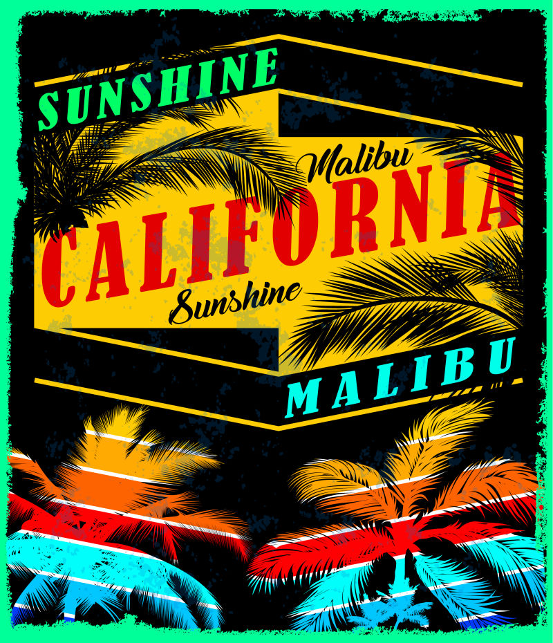 夏日海滩矢量背景复古风格